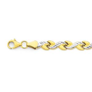 9ct Gold Two Tone 18.5cm Fancy Link Bracelet