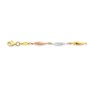9ct Tri Tone Gold 18.5cm Beaded Bracelet