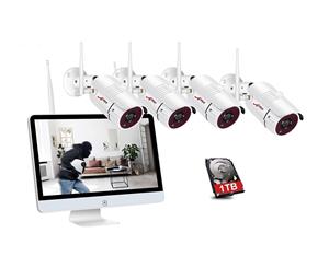 ANRAN 4CH 1080P Security Camera System 4-Channel 15.6 Inch Digital WiFi Monitor Recorder Built-in 1TB Hard Disk + 4 x 2MP WiFi Cameras IR Night Vision