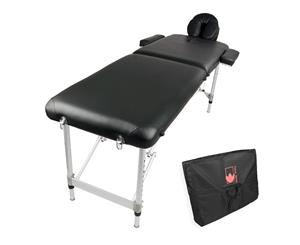 Aluminium Portable Beauty Massage Table Bed 2 Fold 55cm BLACK