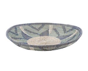 Amalfi Kaysa Seagrass Wall Decorative Basket Blue/White/Turquoise 58x58x9cm