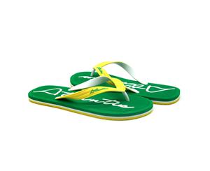 Atlantis Shoes Men Flip Flops Big Logo Yellow-Green
