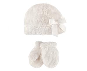 Baby Girl Bow Sherpa Hat with Mittens 0 - 6 Months By Hudson Baby