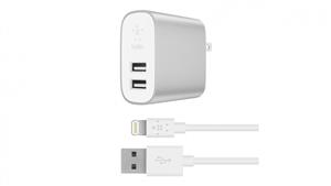 Belkin 24w Dual Port Wall Charger with Lightning Cable - Silver