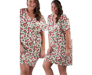 Bessi - Pack of 2 Women Cotton Short Sleeve Nightie Cherry