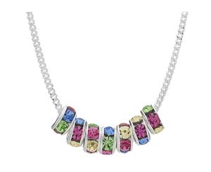 Bevilles Children's Sterling Silver Swarovski Crystal Necklace Curb Lucky Rings
