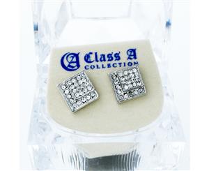 Bling Iced Out Earrings - EDGED 10mm - Silver