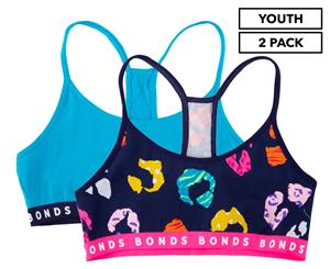 Bonds Girls' Hipster Racer-Back Crop Top 2-Pack - Blue/Print