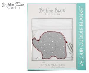 Bubba Blue Velour Cuddle Blanket - Petit Elephant Grey/Red