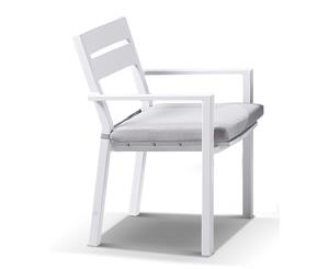 Capri Outdoor Aluminium Dining Arm Chair - Outdoor Aluminium Chairs - White Textured Olefin Grey