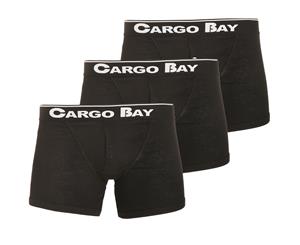 Cargo Bay Mens Button Fly Boxers (Pack Of 3) (Black) - MU171