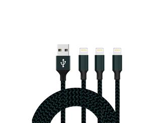 Catzon 1M 2M 3M 3Packs iPhone Charger Nylon Braided Phone Cable Fast Charger Cable USB Cord - Navy