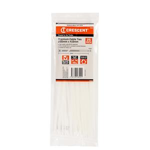 Crescent 200 x 4.6mm Natural Cable Tie - 25 Pack