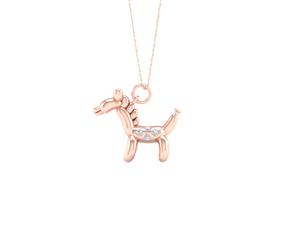 De Couer Sterling Silver Diamond Rose Gold Plated Balloon Horse Pet Necklace (1/20CT TDW H-I Color I2 Clarity)