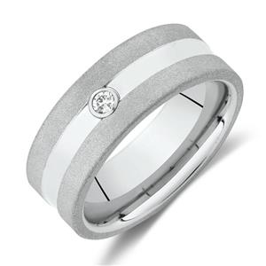 Diamond Set Ring in White Tungsten