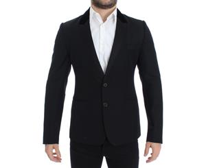 Dolce & Gabbana Black Wool Stretch Slim Fit Blazer