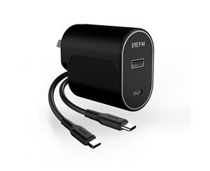 EFM 60W Dual Port Wall Charger With Type C to Type C Cable 1M