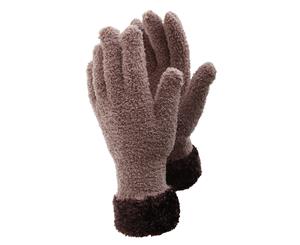 Floso Ladies/Womens Fluffy Extra Soft Winter Gloves With Patterned Cuff (Latte/Brown) - GL247