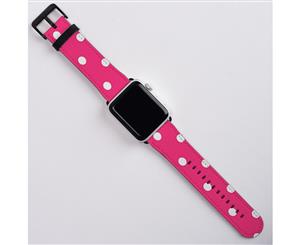 For Apple Watch Band (38mm) Series 1 2 3 & 4 Leather Strap Polka Dot Pink