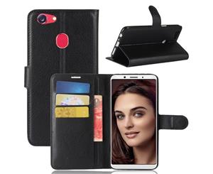 For OPPO A73 Black Premium Leather Wallet Case Cover