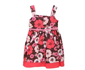 Girls Floral Pattern Summer Wear Dress (Pink (As Shown)) - DRESS125