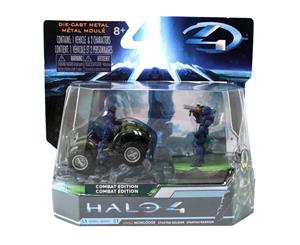 Halo 4 Diecast 3" UNSC Mongoose Primer Green With Spartan Figures