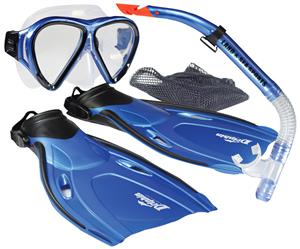 IST KIDS SMALL Snorkelling Mask Snorkel Fins Flipper Set (size AU9-13 shoe size) Blue