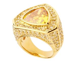 Iced Out Bling Micro Pave Ring - TRILLION gold / lemonade - 7