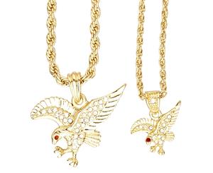 Iced Out Bling Mini Pendant Chain Set - 2 x EAGLE gold - Gold