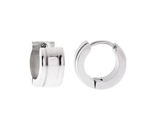 Iced Out Bling Stainless Steel Hoop Earrings - SILVER 12mm - Silver