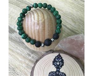 Ladies Malachite and Lava Stone Aroma Diffuser Bracelet - prepare for your true love