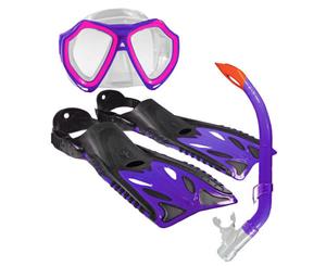 Land & Sea Nipper Kids Mask Snorkel & Fins Set Violet - Violet