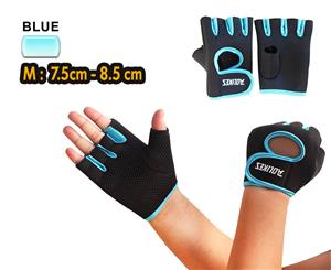 Latest Premium Women Gym Gloves Cycling Weight Lifting Mittens Fitness Blue Colors -Size M