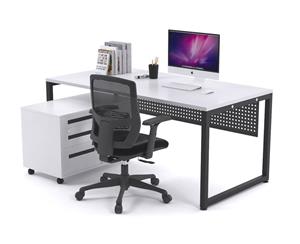 Litewall Evolve - Modern Office Desk Office Furniture [1800L x 800W] - white black modesty
