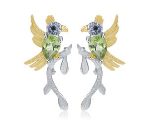 Luxplus - Noble Magpie With Blue Gems Women's Earring