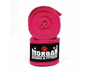 MORGAN Boxing Hand Wraps Muay Thai MMA 180Inch - 4M Long (Pair) - Fluro Pink