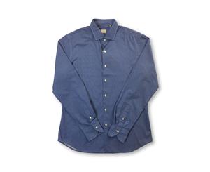 Men's Xacus Tailor Fit Cotton Printed Shirt In Blue Cross Pattern