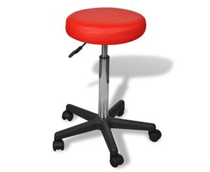 Office Stool Red Home Kitchen PU Leather Bar Chair Adjustable Salon Swivel Seat
