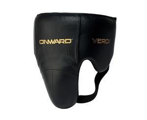 Onward No Foul Guard - Leather Professional Groin Guard - Reinforced Cup With Lace Closure System - Black