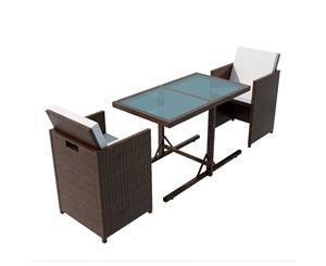 Outdoor Dining Set 7 Piece Poly Rattan Brown Garden Patio Table Chairs
