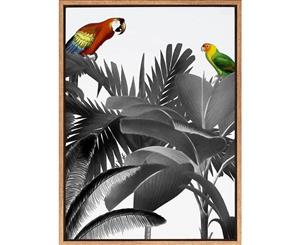 Parrot Palms Mono canvas art print - 75x100cm - Natural