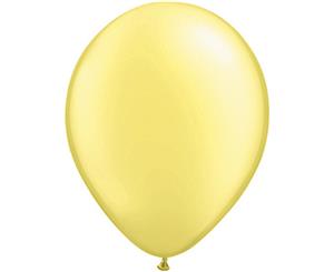 Qualatex 11 Inch Round Plain Latex Balloons (100 Pack) (Pearl Lemon) - SG4586