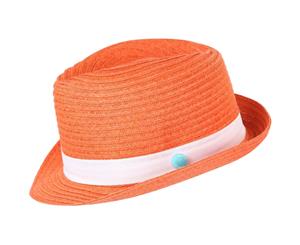 Regatta Boys & Girls Takiyah Ribbon Polyester Woven Fedora Style Hat - NeonPeach/Wh