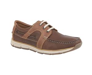 Roamers Superlight Mens 3 Eye Apron Tab Moccasin Leisure Shoes (Brown) - DF1369
