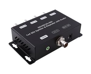 SDI4SP DOSS 4-Way SDI Splitter & Repeater 1-In 4-Out W/ Audio Extraction With Audio Extraction (3.5Mm Stereo Audio Output) 4-WAY SDI SPLITTER &