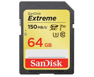 Sandisk Exrteme 64 GB memory card SDXC Class 10 UHS-I