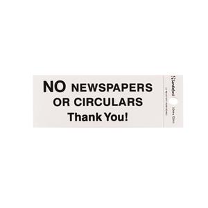 Sandleford 100 x 50mm No Newspapers Silver Self Adhesive Sign