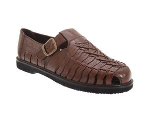 Scimitar Mens Leather Interlaced Sandals (Brown) - DF569
