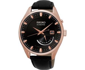 Seiko Mens Stainless Steel Case & Leather Band Kinetic Watch SRN078P