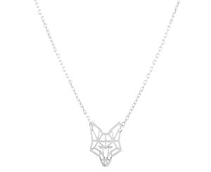 Short Story Fox Stencil Necklace - Silver